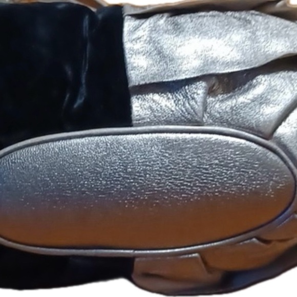 MOSCHINO authentic limited edition Metallic Leather & Black Velvet Ruffle Bag - Picture 10 of 10